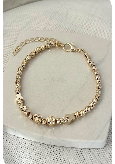 Kadın Trend Gold Dorika Işıltısı Kelebek Detay Bileklik Gümüş