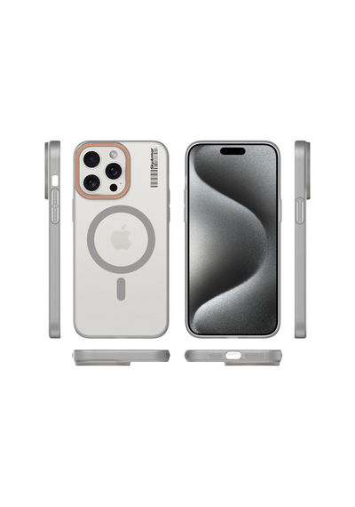 Apple iPhone 15 Pro Max Magsafe Uyumlu Mat Sert Klein Kılıf Gri
