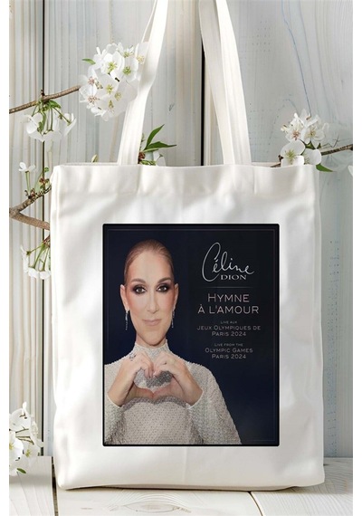 Art Hediye Celine Dion Baskılı Bez Çanta Omuz Çantası Kişiye Özel Desen 1 Çok Renkli