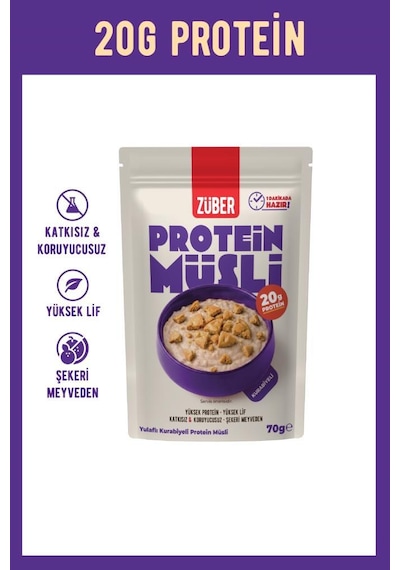 Yulaflı Protein Müsli Deneme Paketi Muzlu,çilekli,sade Kurabiyeli,kakaolu Kurabiyeli 70g X 5 Adet