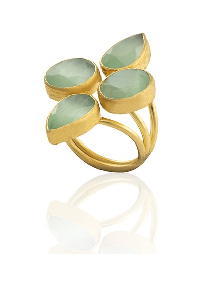 Kadir Jewellery 22 Ayar Altın Kaplama Zirkon Taşlı Kadın Vintage Yüzük Açık Yeşil 44623848