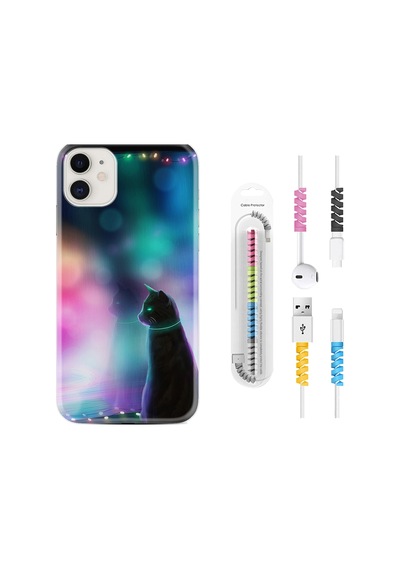 Apple Uyumlu iPhone 13 Kılıf Kablo Koruyuculu Window Cat 1787