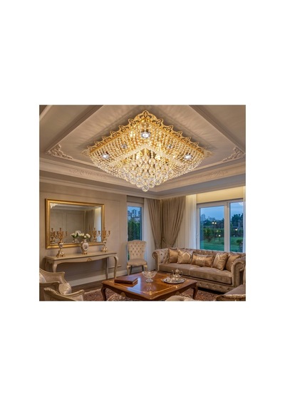 Hanedan 60x60 Kare Avize Altın Altın