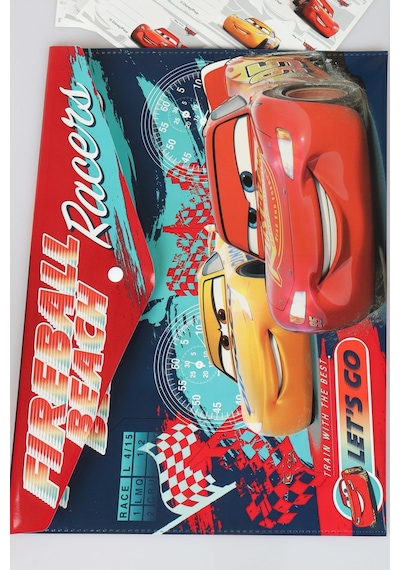 X Dekomus Lisanslı Cars 18 Parça Kırtasiye Seti Resim Defteri,pastel Boya,çıtçıt Dosya Altın