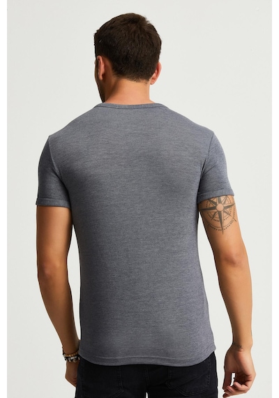 Alexandergardı Slim Fit Basic T-shirt E22-746a Koyu Gri