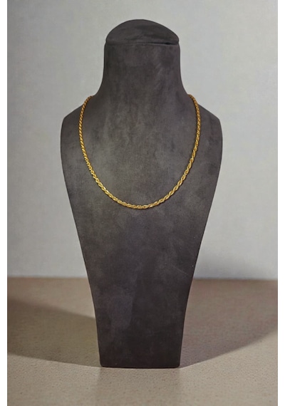 Altın Kaplama Halat Zincir Kolye 58 Cm Burma Zincir Kolye Gold