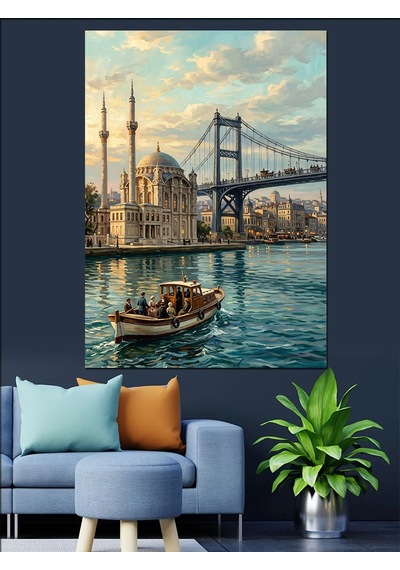 İstanbul Boğazı Ve Tarihi Camii Dekoratif Kanvas - Mdf Ahşap Tablo