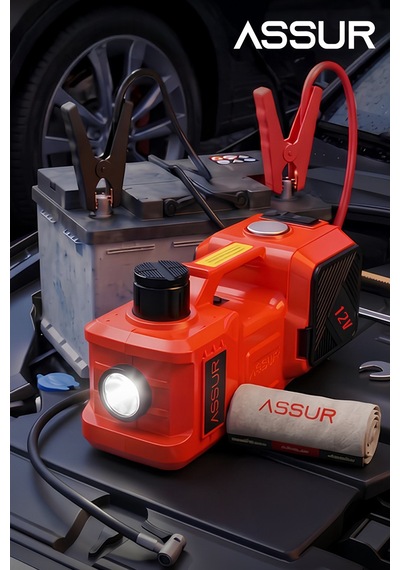 Assur 5'i 1 Arada 5 Ton Hidrolik Kriko 12v Hava Kompresörü & Bijon Sökme Sıkma Makinesi-3285