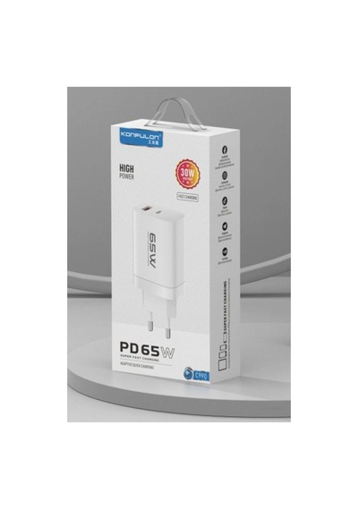 C99q 65w Pd Destekli Type-c Ve Usb Çift Çıkışlı Hızlı Şarj Adaptörü