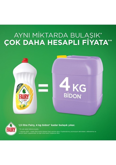 Fairy Temiz & Ferah Sıvı Bulaşık Deterjanı Limon Kokulu 1500 ML