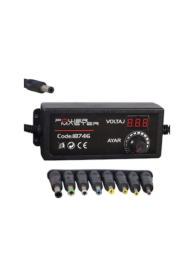POWERMASTER 3 VOLT - 12 VOLT 5 AMPER ÇOK UÇLU AYARLI KADEMELİ ADAPTÖR