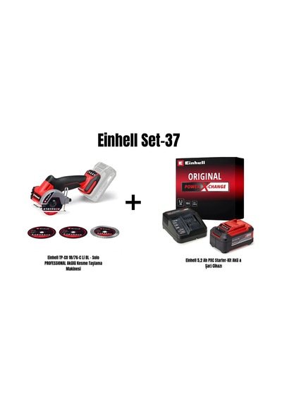 Einhell Set-37 Einhell Tp-co 18/76-c Li Bl - Solo Professıonal Akülü Kesme Taşlama Makinesi+einhell 5,2 Ah Pxc Starter-kit Akü & Şarj Cihazı