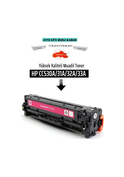 Yazicitekno Hp Cc533A Kırmızı Uyumlu Toner /Np/304A/Cm2320/Cm2320N/Cp2025/Cm