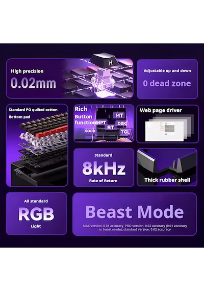 Aula Win60 He Manyetik Klavye Rapid Trigger Graywood Swtich 8000hz Rgb Tkl Hot Swap Oyuncu Klavyesi Siyah