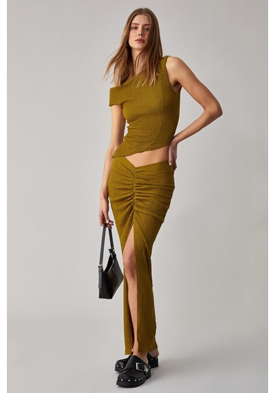 Grımelange Tosıa Kadın Slim Fit Örme Yeşil Bluz Yeşil