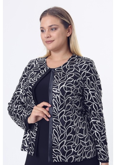 Ladies First Büyük Beden 3814 Lacivert Ceket+Bluz Takım 001