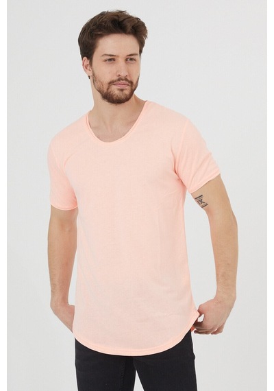 Cool Tarz Erkek Şeker Pembe Pis Yaka Salaş T-shirt-tcps001r26 Şeker Pembe Şeker Pembe