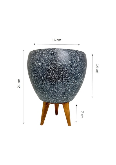 Bitki TasarımıGri Granit Toprak Saksı 3 Ayaklı 15 Cm