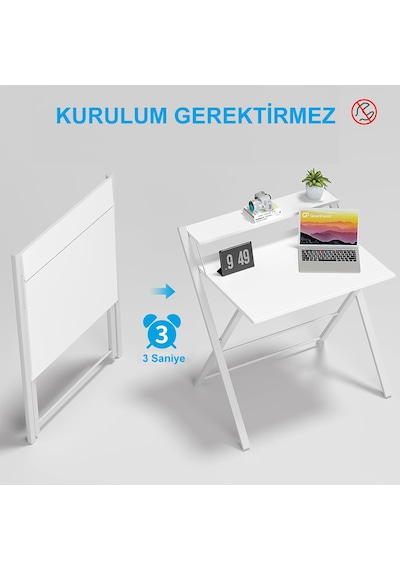 Dobo Çocuk Öğrenci Ders Masası Katlanır Çalışma Masası Beyaz