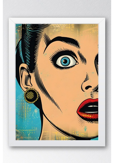 Şaşırmış Kadın Pop Art Çerçeveli Tablo - Pop Art Poster Tablo