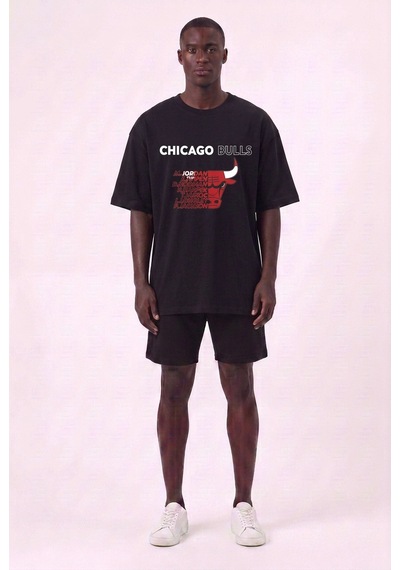 Usa Chicago Jordan Siyah Oversize Erkek T-shirt 142799 SİYAH