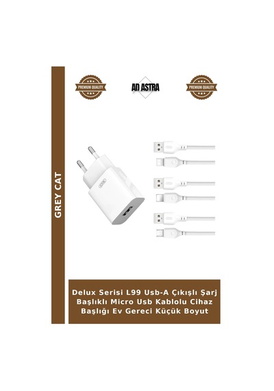 Delux Serisi L99 Usb-a Çıkışlı Şarj Başlıklı Micro Usb Kablolu Cihaz Başlığı Ev Gereci Küçük Boyut