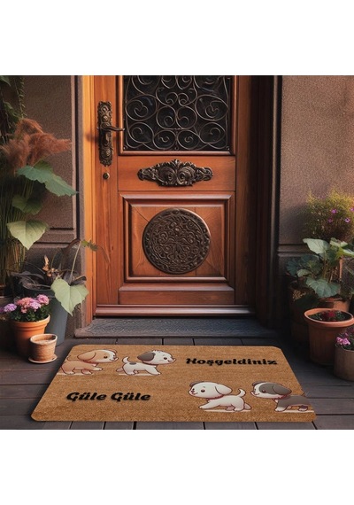Valerine Life Yavru Köpekler Hoş Geldiniz Ve Güle Güle Kapı Önü Paspası 45x70cm
