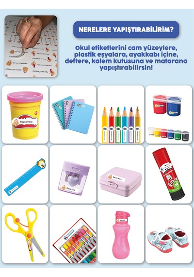 Okul Etiketi Kalem Defter Etiketi Sarı Lacivert Takım Temalı Özel İsim Yazılabilen Etiket - 252adet