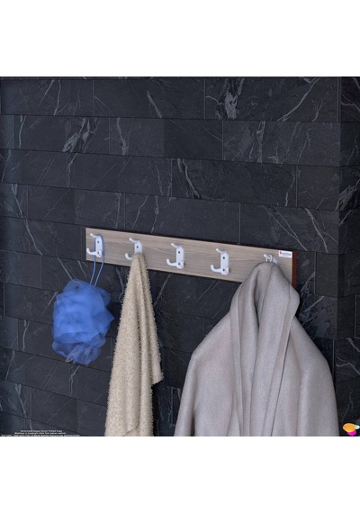Modilayn Arı Serisi 66,4x9,6 Cm 5'li Set 15 Kancalı Banyo Askısı Ekstra Düzen Ve Yer Tasarrufu Cordoba
