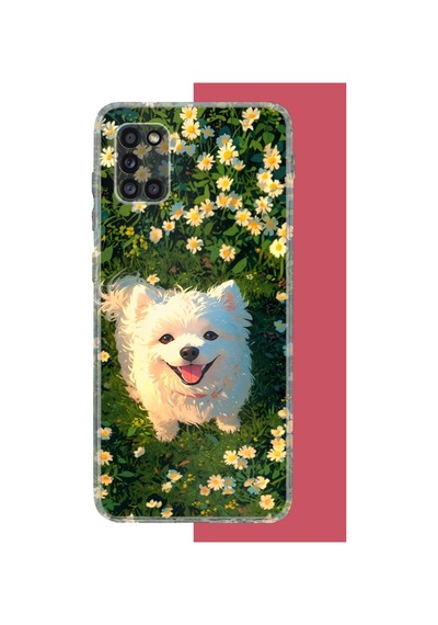Samsung Galaxy A31 Uyumlu Kaniş Köpek Baskılı Silikon Kılıf Renkli