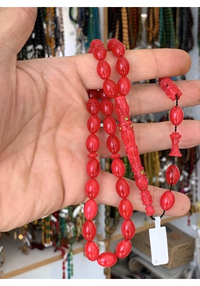 KALEM İŞÇİLİKLİ RENKLİ İMAME SIKMA KEHRİBAR TESBİH BEYZİ MODEL