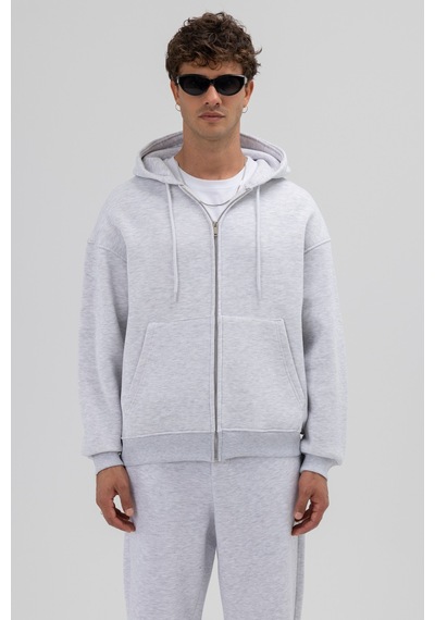 Vamos Basic Fermuarlı Oversize Kapüşonlu Sweatshirt Çok Renkli