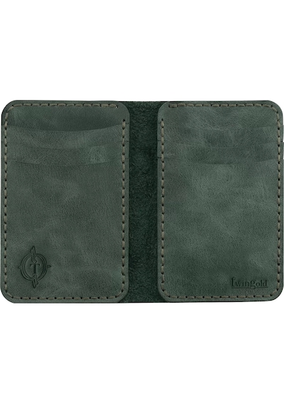 Twingold İsme Özel Dikey Mini Cüzdan - %100 Rainbow Deri - A010005 - Haki Haki