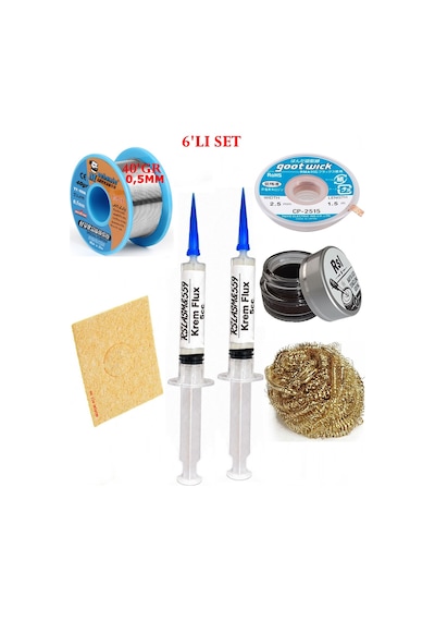 Lehimleme Seti 40 G 0,5 Mm Lehim Teli Cp-2515 Lehim Fitili Flux Lehim Toplama Havya Uc Temizleyici Seti Tk273