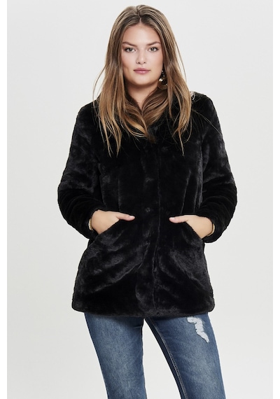 Only Kadın Kürklü Peluş Mont - 15164600 Siyah