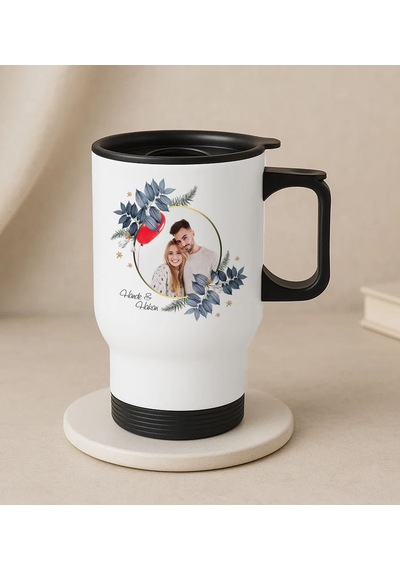 Bk Gift Kişiye Özel İsimli Fotoğraflı Kulplu Beyaz Çelik Bardak Termos Mug 450ml-2, Sevgiliye Hediye, Arkadaşa Hediye, Eşe Hediye
