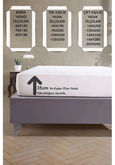 Colorful Micro Fitted Full Kenar Sıvı Geçirmez Yatak Koruyucu Alez Bej