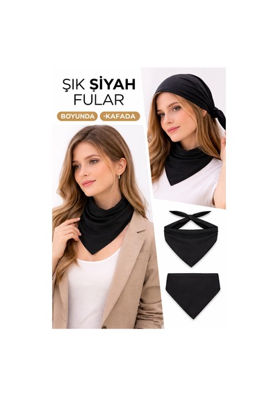 Herşeynota Siyah Düz Fular Bandana 24 Lü Set %100 Pamuk 23 Nisan, 29 Ekim, 30 Ağustos, 19 Mayıs Tören Uyumlu Çok Renkli