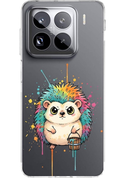 Xiaomi Mi 14 Pro İle Uyumlu Splash Kirpi Tasarımlı Şeffaf Silikon Kılıf Şeffaf