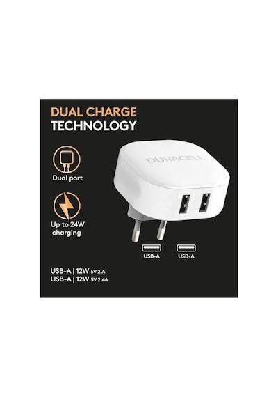 24w Telefon/tablet Şarj Başlığı 2xusb 2x5v/2.4a - Beyaz