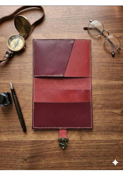 Otohousse El Yapımı Deri Tablet Organizer Kılıfı 8.5 İnç Tablet Uyumlu Kirmizi