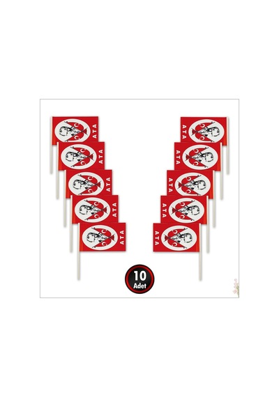 80'li Çubuklu Kağıt Türk Bayrağı 12x20 Cm - Milli Bayramlar İçin El Bayrağı Tek Ebat