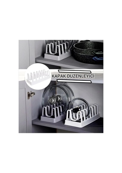 Ayrex Lirazon Tava, Tencere Kapağı Organizer, 6 Bölmeli Düzenleyici, Yer Kazandıran Kapak Standı Diğer