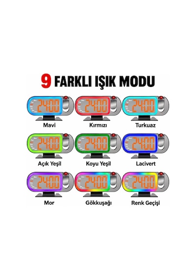 Valkyrie Rgb Işıklı Projeksiyonlu Dijital Alarm Saat 17 Modlu Led Ekranlı Çalar Saat Siyah