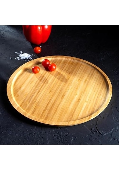 Bambu Lüx Yuvarlak Servis 25 25cm, Sunumluk &amp Çerezlik Sunum Tabağı Diğer