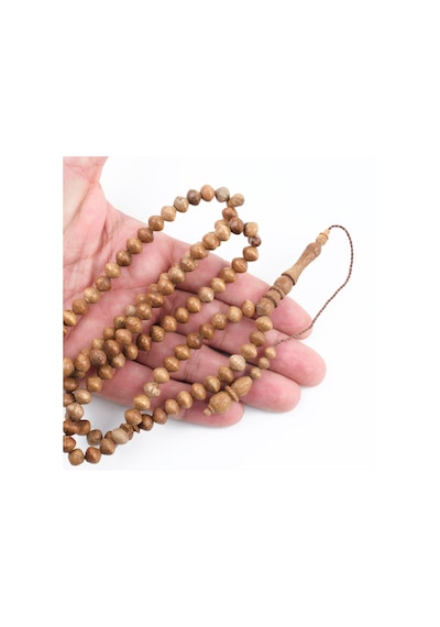 Mango Ağacı 99luk Tekerlek Kesim 7.5x6.5mm Namaz Tesbihi Bej