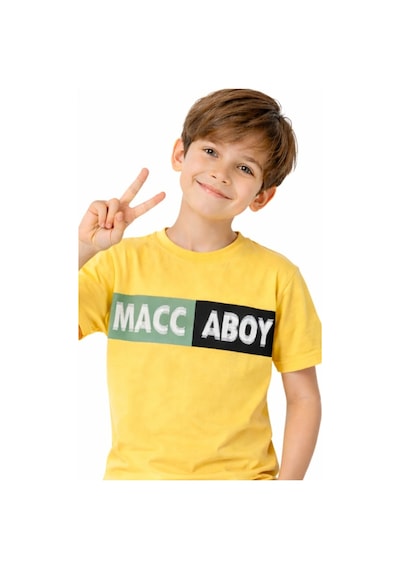 İrem Çocuk Giyim Erkek Çocuk Maccaboy Yazı Desenli Sarı Renk Kısa Kol Tişört Sarı