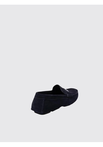 Dolce & Gabbana Blue Suede Moccasins With Metalic Dg Lacivert