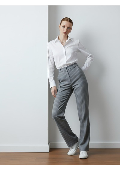 Pera Moda Kadın Slim Fit Pamuklu Ofis Gömleği Beyaz