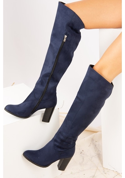 Fox Shoes Lacivert Süet Kadın Çizme A654018002